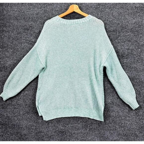 American Eagle Sweater Womens Medium teal Knit Pullover Crewneck Cozy Soft - Picture 5 of 13